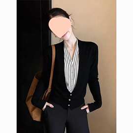 两件韩版新款拼色百搭开衫显瘦气质宽松上衣外穿小众遮肉网红