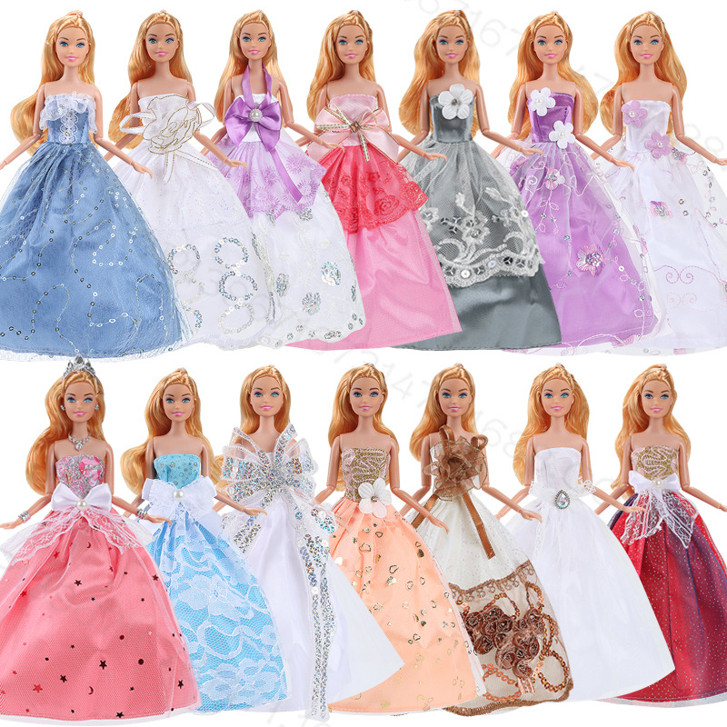 30cm muñeca medio paquete falda grande vestido de novia niña Casa de juego trailing falda grande al azar 10 unidades 5 unidades un paquete