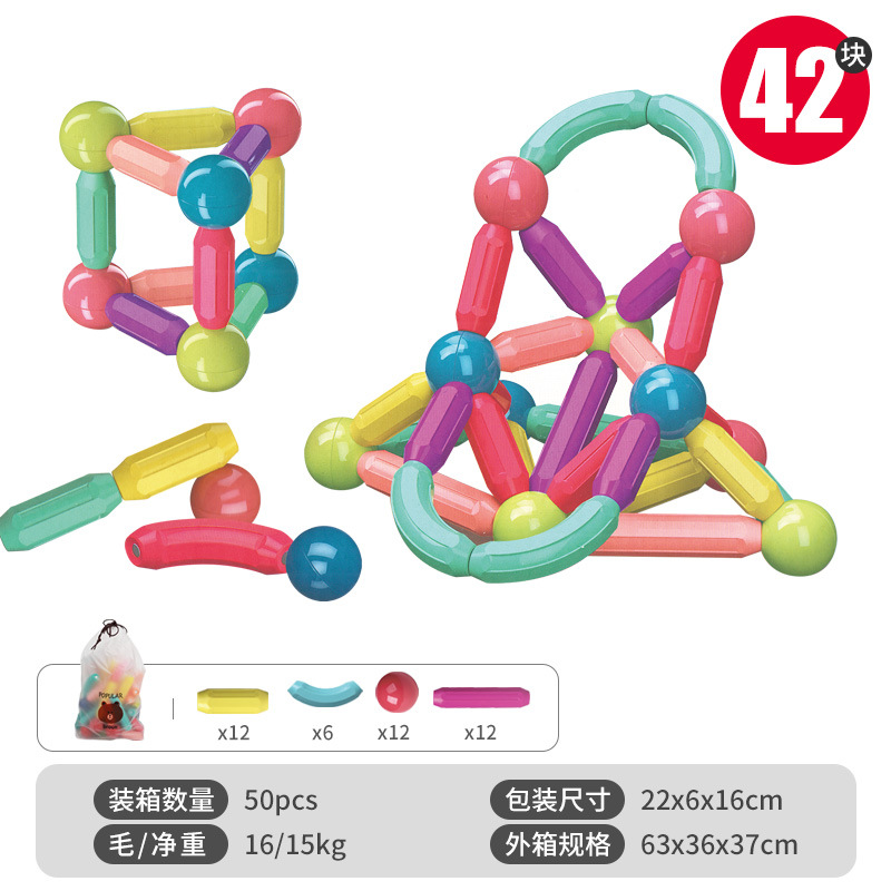 Mayorista transfronteriza varilla magnética para niños juguetes de varilla magnética para niños y niñas gran partícula bloque de construcción magnético empalmado puzzle magnético