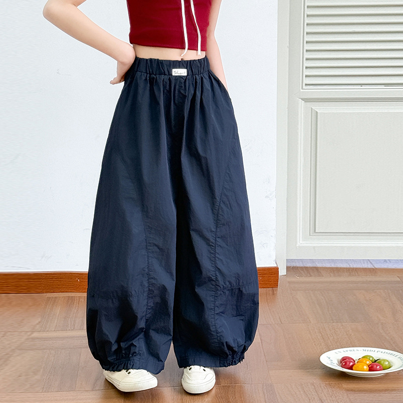 Girls' Summer Thin Pants 2025 New Style for Older Children, Lightweight Summer Straight Pants, Children's Casual Anti-Mosquito Long Pants