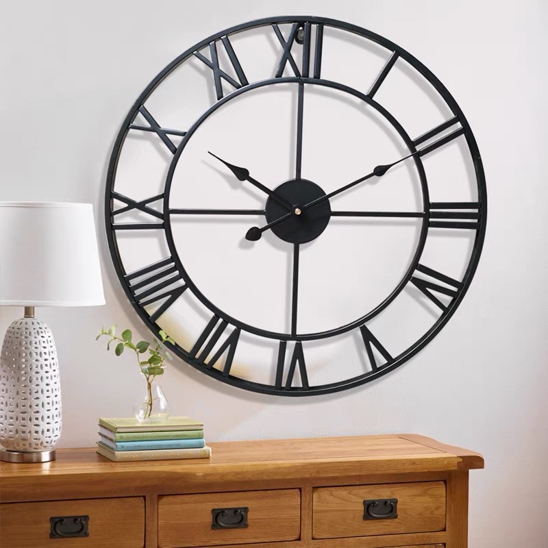 Manufacturer Wholesale Household Clocks Retro Living Room Iron Wall Clock Nordic Decorative Clock Hot Selling Roman Silent Clock