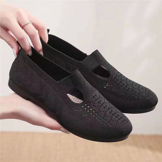 Spring, summer and autumn fly woven breathable women's shoes old Beijing cloth shoes flat pedal fashion casual shoes a generation of hair