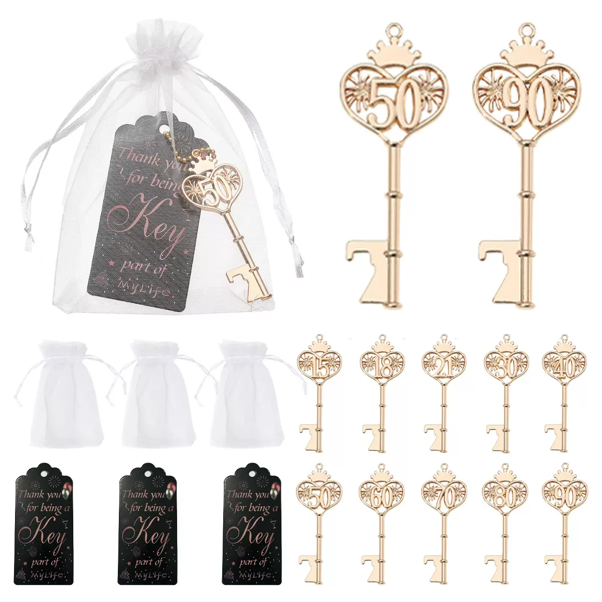 跨境热卖创意数字钥匙扣开瓶器婚庆节日派对生日小礼品啤酒瓶起子