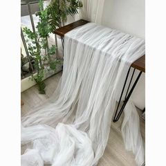 雾纱网纱布料白色蕾丝软纱布服装婚庆装饰摄影背景拍照面料亚马逊