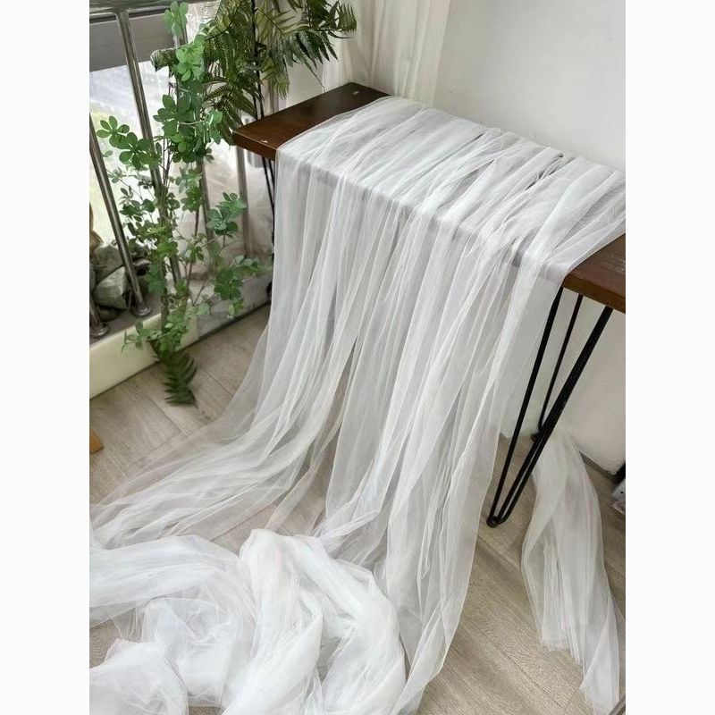 雾纱网纱布料白色蕾丝软纱布服装婚庆装饰摄影背景拍照面料亚马逊|undefined
