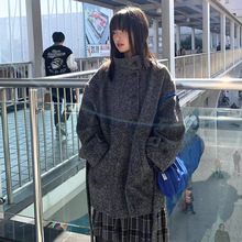 韩系2025冬季新款复古高级感显瘦质感翻领中长款羊毛呢大衣外套女