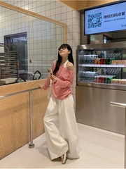 韩系百搭刺绣条纹长袖防晒T恤女装秋季新款慵懒休闲宽松显瘦上衣