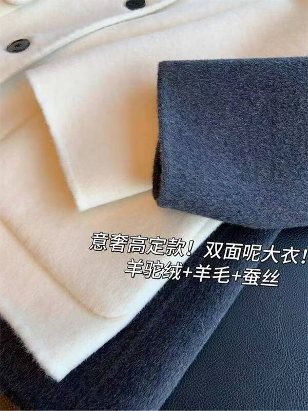 重磅实穿！高端轻奢女装羊驼绒真丝羊毛连帽毛呢外套短款呢子大衣|undefined