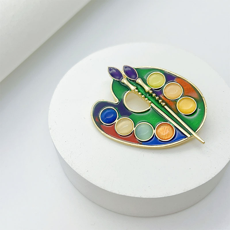 Enamel Colorful Painting Plate Brooch, Classy Niche Classy Corsage Accessories Pin, Waist-Cinching Classy Retro Wholesale for Women