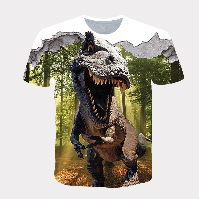 Factory wholesale children's clothing summer jacket 3D digital printing dinosaur series casual sports short sleeve t-shirt
