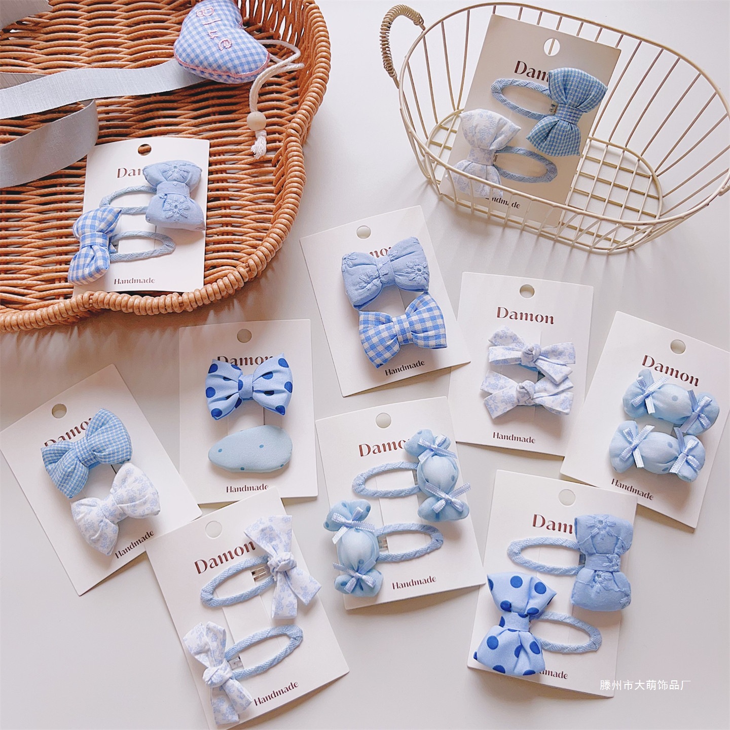 Korean-style Children's Hair Clips For Girls, Light Blue Bow Hair...