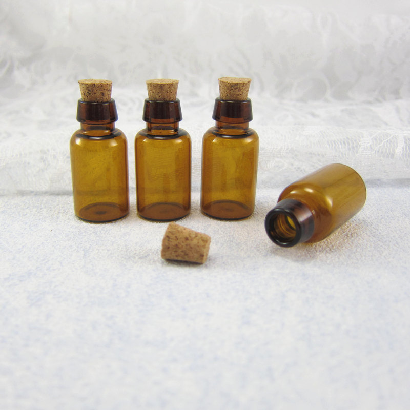 茶色避光精油瓶木塞扩香香水分装瓶朱砂吊坠小瓶子diy饰品配件