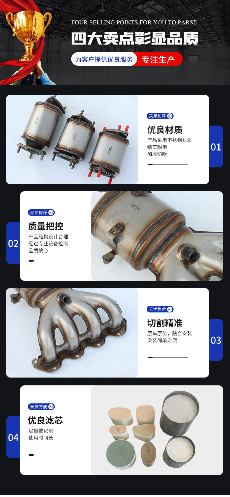 Factory direct supply for Chevrolet Aveo Cruze Camaro three-way catalytic converter