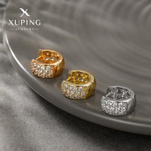 旭平 新款跨境时尚简约小众轻奢锆石几何耳圈耳扣铜合金气质耳饰