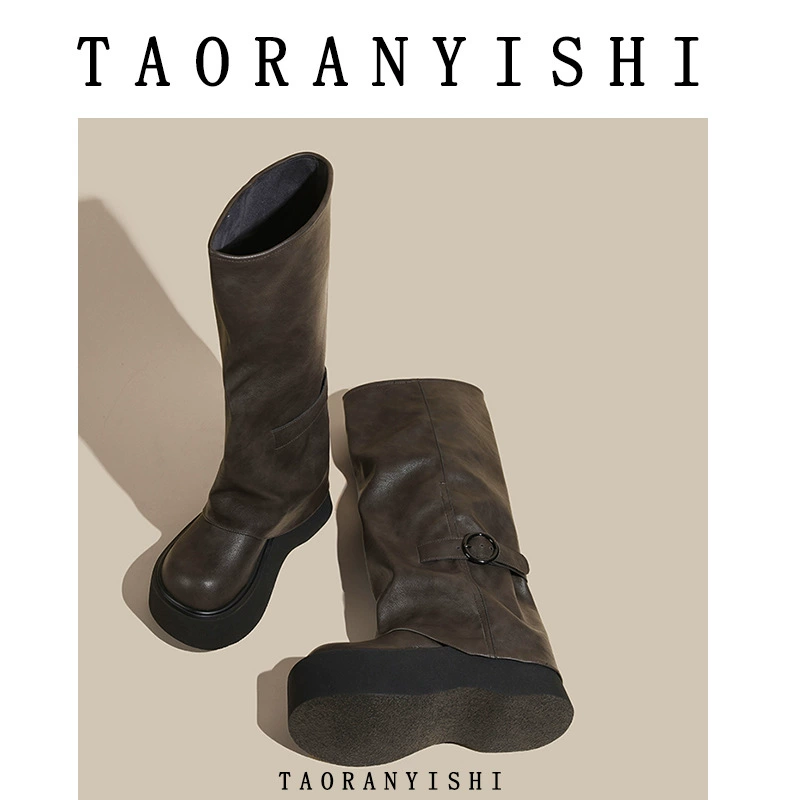 Платформенные сапоги‑чулки (женские), демисезон, маленький дизайн