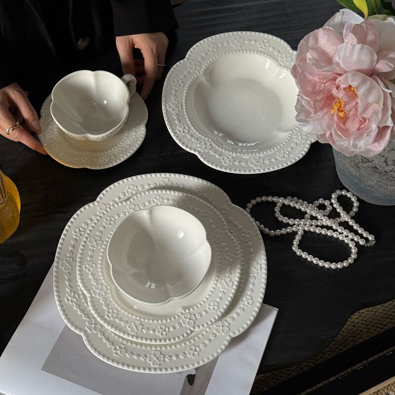 New Lucky Clover Ceramic Dinner Plate Bowl High Dessert Pasta Home Set Plate Wholesale New Lucky Clover Ceramic Dinner Plate Bowl High Dessert Pasta Home Set Plate Wholesale