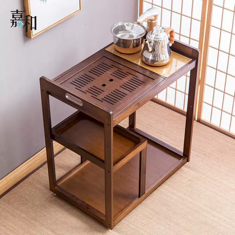 Мобильная чайная тележка Домашний чайный стол с колесом чайный шкаф Чайная тарелка с автоматическим набором индукционной плитой простой чайный стол машина для приготовления чая