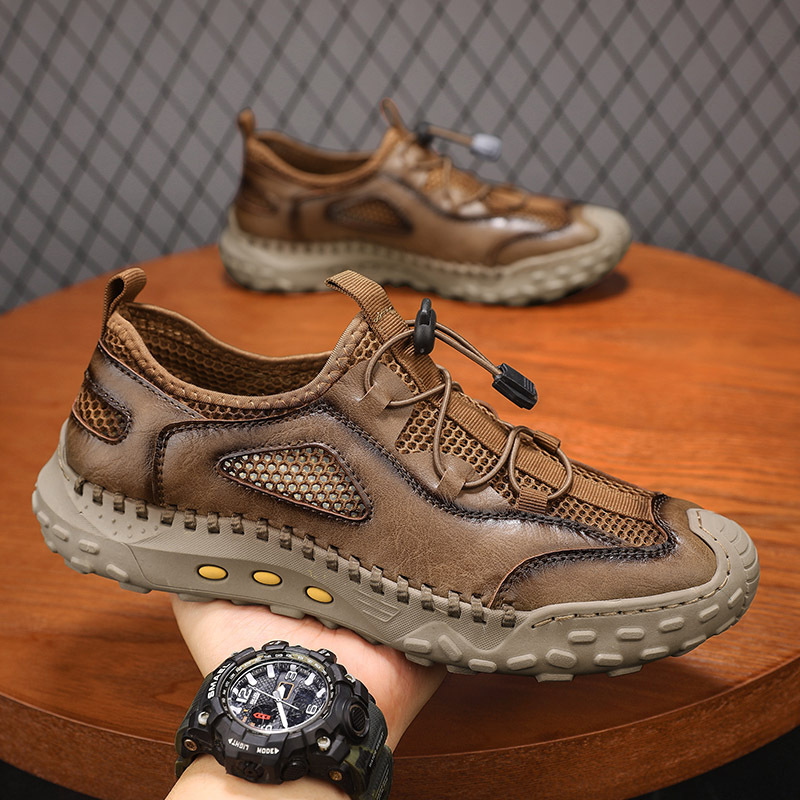 運動鞋男2024新款夏季透氣網面鞋男一腳蹬鏤空軟底防滑百搭休閒鞋