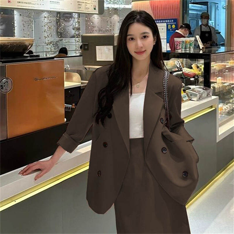 西装半身裙女2025秋季新款韩版职场时尚气质通勤小众小西服外套女|undefined