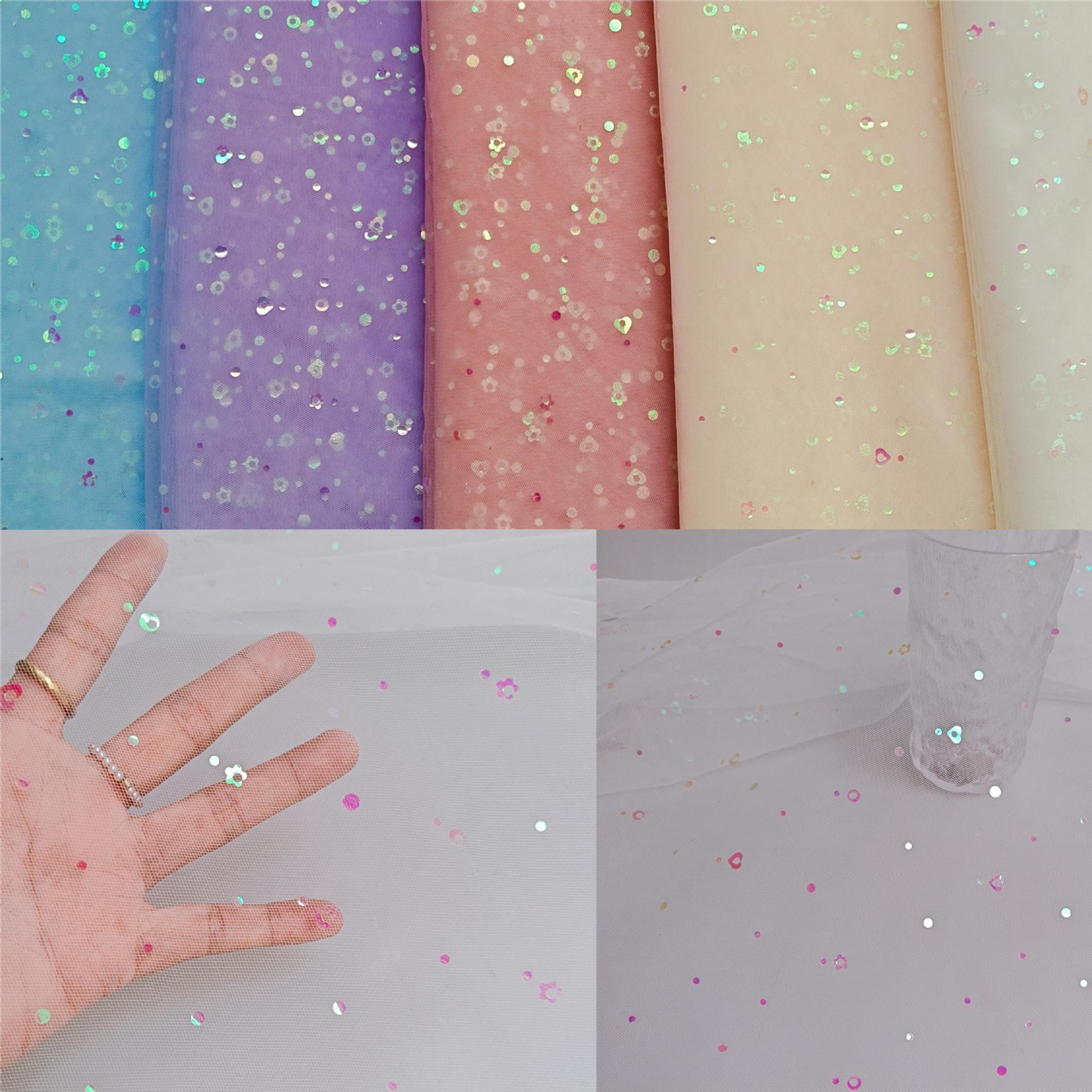 新款~仙美款锦特美网纱小花圆点桃心多个花型幻彩膜冲片 童裙面料