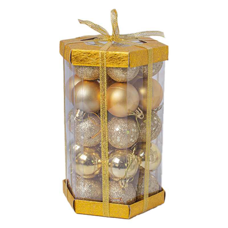 Navidad personalizada colgante de árbol de Navidad 35 bolas de Navidad decoración de barril de polvo flash espuma galvanizado set de bolas de plástico