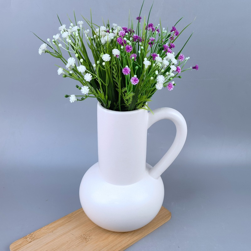 Jarrón de cerámica con forma de tetera, arreglo floral para sala de estar, artesanías con flores secas, regalos para días festivos, porcelana blanca, estilo minimalista moderno