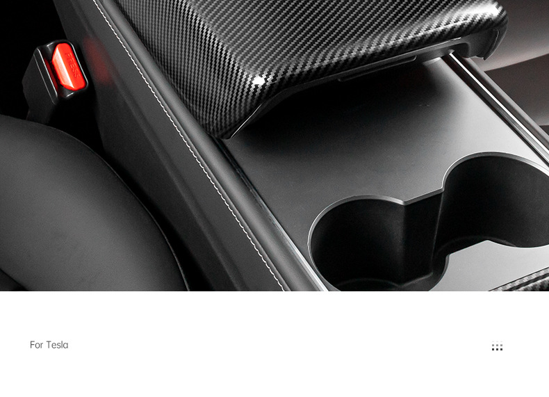 Tesla Model 3/Y Armrest Box Cover Carbon Fiber Pattern Protective Cover Center Console Interior Accessories 2022 Old Model
