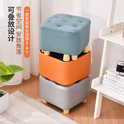 Light luxury small stool, household shoe-changing stool, shoe-wearing stool, coffee table low stool, creative technology fabric sofa footrest stool wholesale