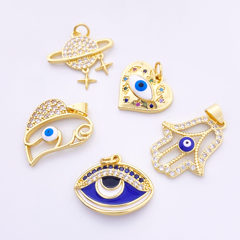 Joyería transfronteriza accesorios circón ojo l diablo palma amor estrella solo colgante diy collar pulsera