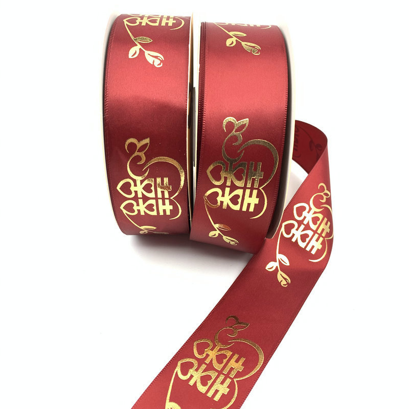 Cinta de estampado en caliente festiva roja de 4CM acompañante de boda cinta de regalo Shoubi Nanshan caja de azúcar caja de regalo embalaje