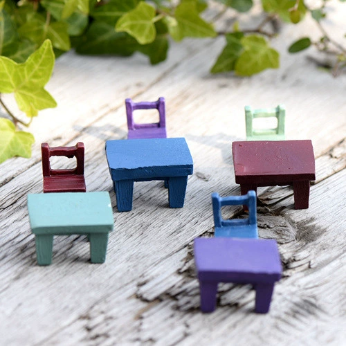 Zakka style decorative mini simulation resin small stool chair table micro -landscape succulent basin accessories