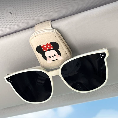 Car-Mounted Glasses Clip for Driver's, Car Glasses Clip/Bill Clip - beige-minnie