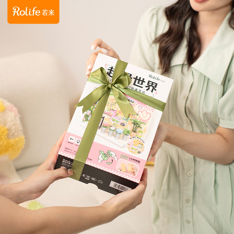 Rollife Ruo Lai Super World Flower Shop Bloques de rompecabezas ensamblados Modelo de juguete Cabaña de bricolaje Regalo para niños Mujer