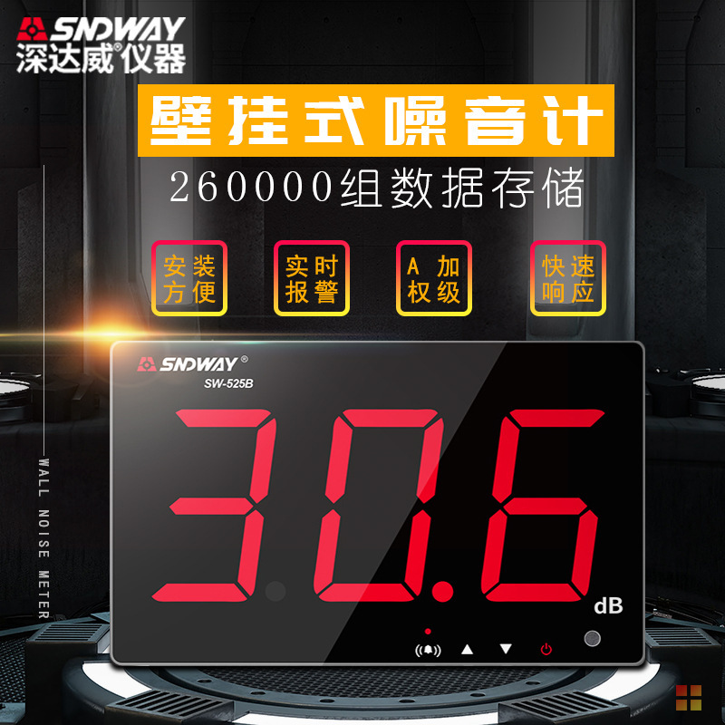 深达威SW-525B壁挂式噪音计分贝仪大屏幕噪声音量噪音显示屏