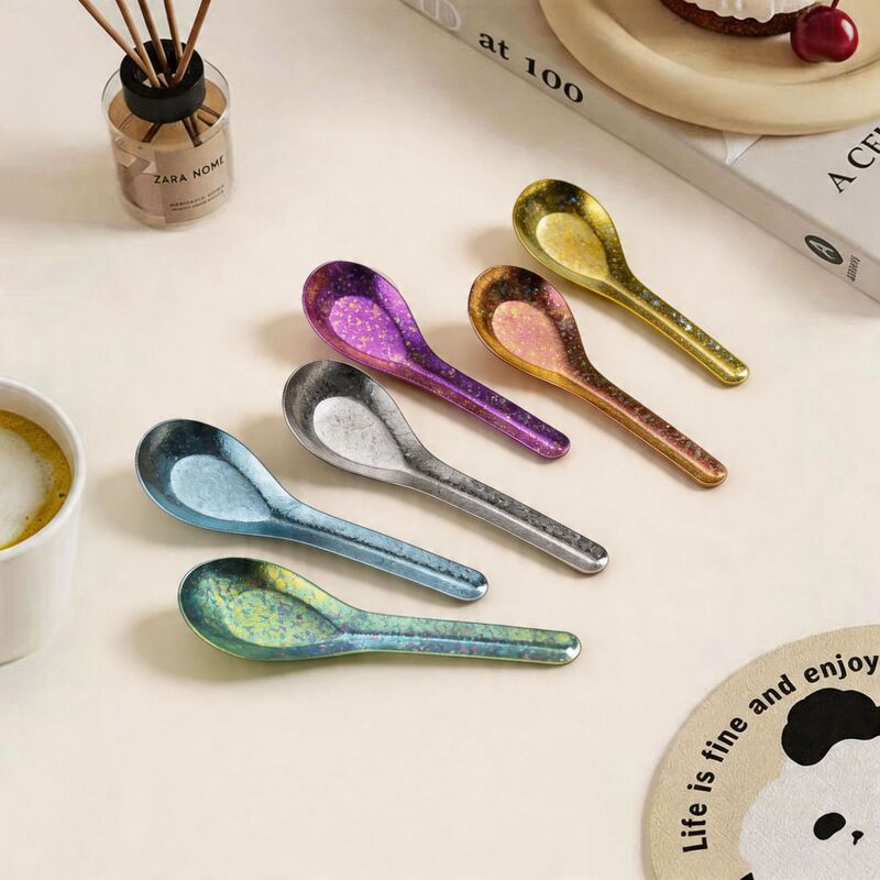 Pure titanium spoon, high aesthetic value, thickened dessert spoon, household titanium crystal ice flower large flat spoon, tableware, spoon, ingot spoon Pure titanium spoon, high aesthetic value, thickened dessert spoon, household titanium crystal ice flower large flat spoon, tableware, spoon, ingot spoon
