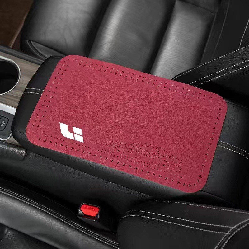 Armrest box pad: Universal Box Pad Suede - li-auto-wine-red-1-piece