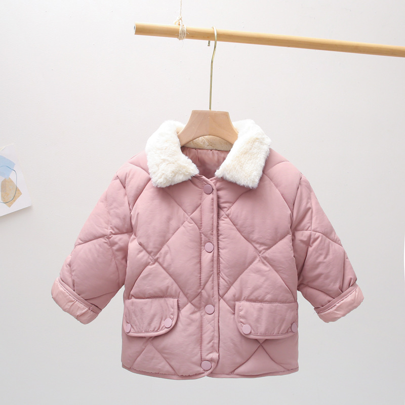 Otoño e invierno nuevos niños Abrigo acolchado de algodón para niños y niñas Cuello de piel engrosado abrigo cálido abrigo de algodón para niños de estilo coreano