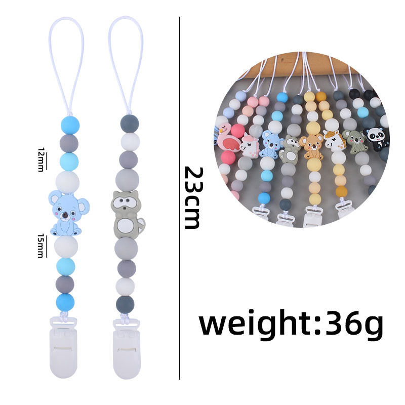 Bebé suministros de dibujos animados animal serie dos conjuntos Bebé dibujos animados unicornio mordedor pezón cadena anti-caída