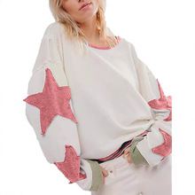 欧美外贸卫衣女爆款时尚洋气圆领无帽薄款宽松慵懒风外套长袖