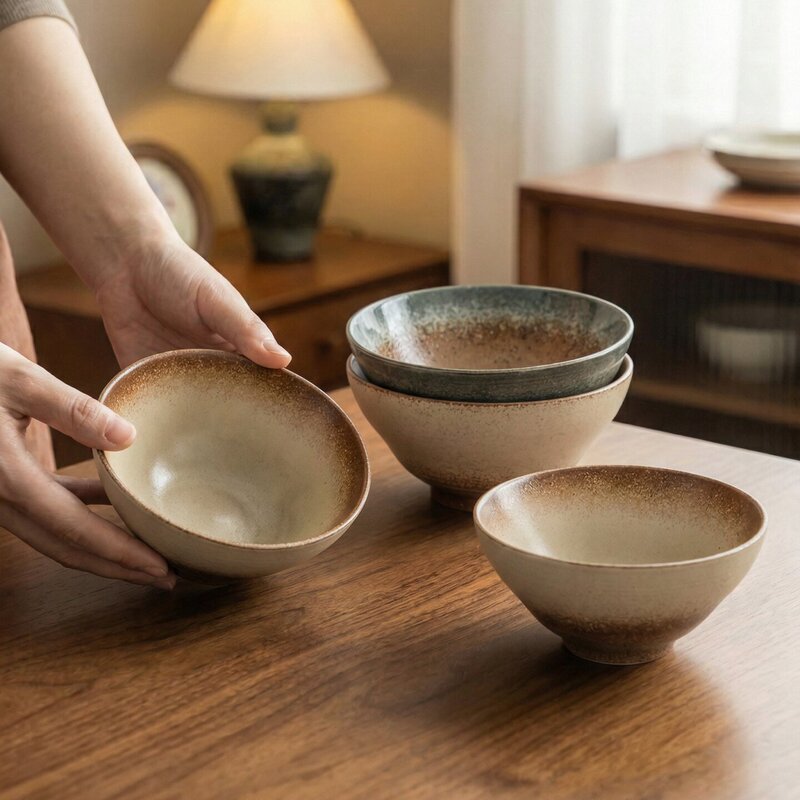 Highly attractive kiln-fired ceramic bowl, vintage-style soup bowl, instant noodle bowl, Japanese-style rustic ceramic tableware, ramen bowl, household rice bowl Highly attractive kiln-fired ceramic bowl, vintage-style soup bowl, instant noodle bowl, Japanese-style rustic ceramic tableware, ramen bowl, household rice bowl