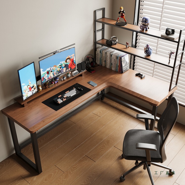 Solid Wood Corner Desk Home Computer Desk L-Shaped Desk Computer Desk Bedroom Corner Gaming Table Special-Shaped Table