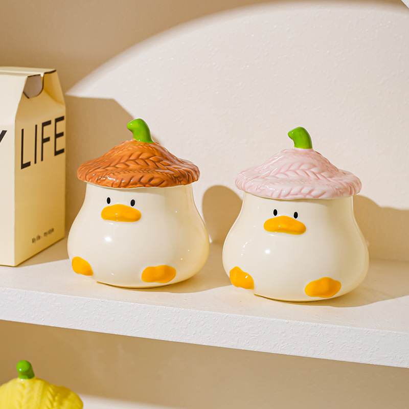 Creativo lindo pato cerámica taza acompañante regalo de alto valor de la cara de la personalidad de taza de café de dibujos animados taza roja alta red