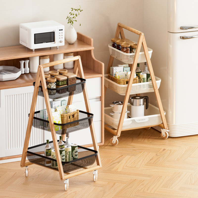 無垢材家庭用トロリーリビングルーム可動収納スナックラック収納ラック多層収納ラック整理ラック|undefined