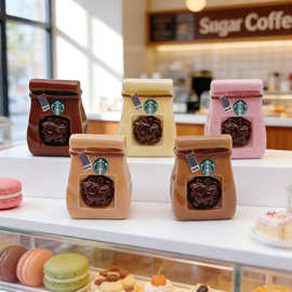 小号卡通咖啡豆小袋子立体食玩diy饰品配件奶油胶配饰树脂配件材