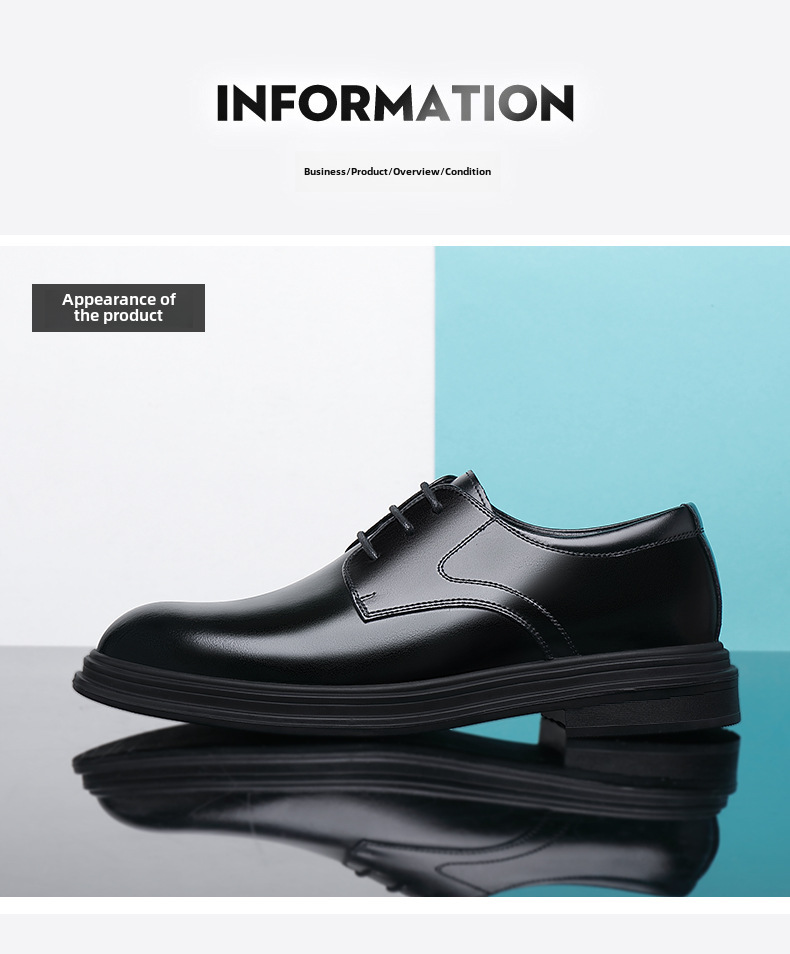 Men's Leather Formal Shoes Height Increasing Business Wedding_voghion.com