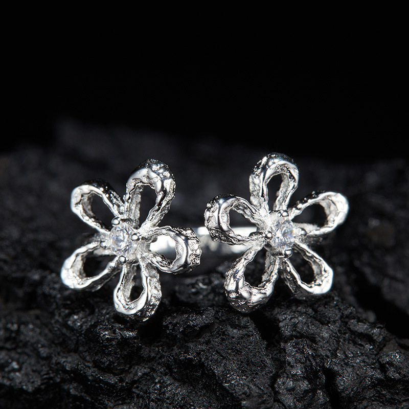 3g Weight Zircon Inlay Material Rings, Jewelry Set Classification cable chain Chain Type 1 Piece Quantity Casual, Daily Occasion 925 Sterling Silver Material Book, Flower Pattern All Seasons Season Women's Gender Elegant, Sweet, Simple Style, Korean Style Style 1 Piece 925 Sterling Silver Book Flower Zircon Cable Chain Rings Jewelry Set 2
