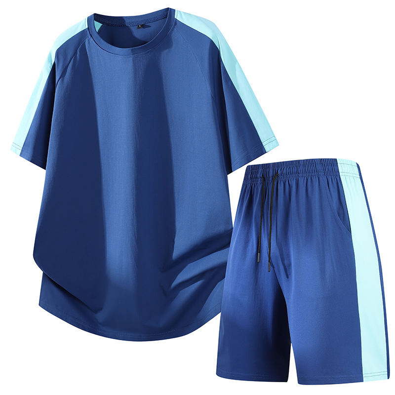 Trajes deportivos de verano transfronterizos de hombre camisetas de manga corta pantalones cortos de dos piezas de ropa de entrenamiento de acondicionamiento físico transpirable de secado rápido personalizada