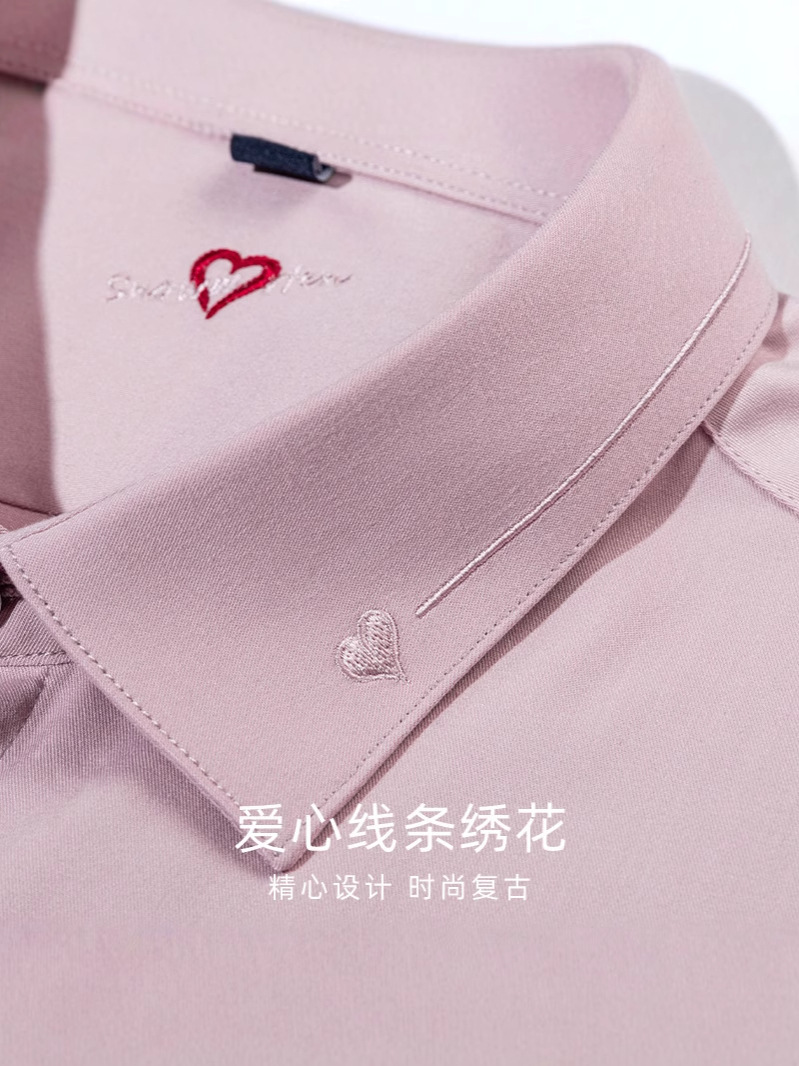 Hurón de los hombres amor bordado Rosa camisa de manga larga de los hombres slim fit no planchado novio dama de honor camisa de la boda de los hombres