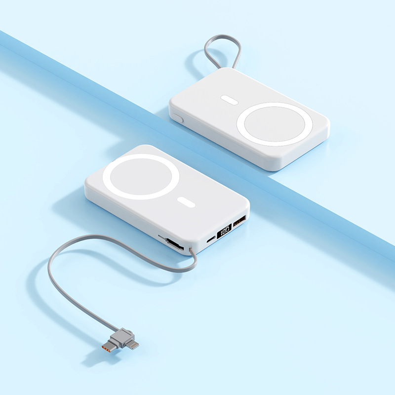 A51 con cable incorporado Apple + cabezal de carga tipo C 10000 mA Blanco