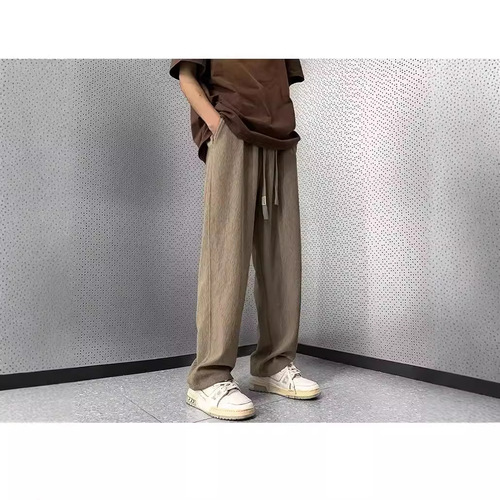 Relaxed casual pants for men, Korean style, trendy and versatile pants, summer thin model, falling sense wide-leg ground-length pants